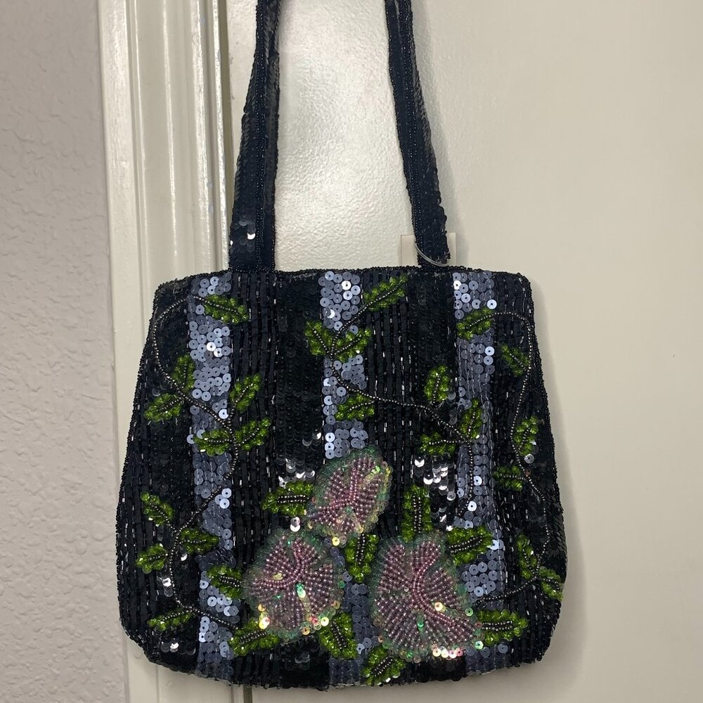 Moyna Vintage Beaded Floral Mini Handbag
